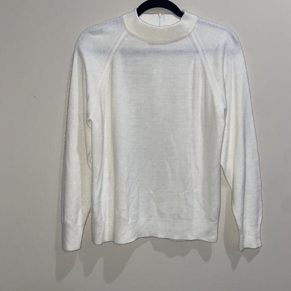 LORD & TAYLOR Designer Winter Classic Mock-Neck Sweater M EU 38 Cream Pullover - Picture 1 of 5